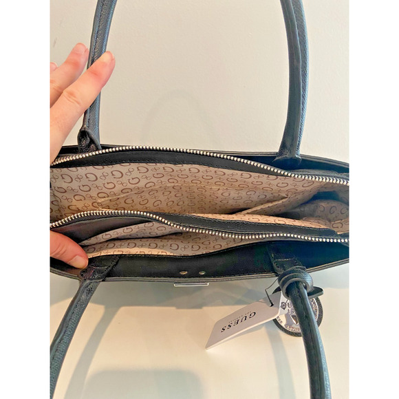 NWT GUESS PURSE/ COAL BOOKER HANDBAG/ GUESS DARK LIGHT GRAY PURSE, 11"H x 13"W - Picture 12 of 13